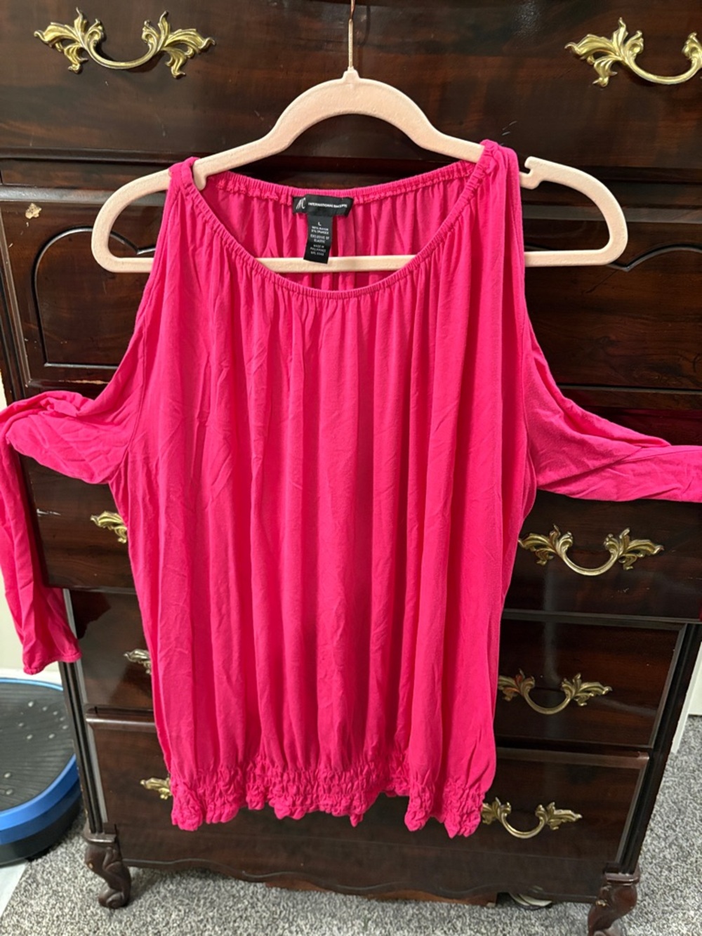 INC International Concepts Hot Pink Cold-Shoulder Blouse